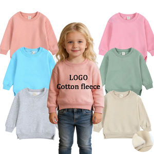 Felpe con Cappuccio per Bambini con Logo Personalizzato, in Cotone Felpato, Tinta Unita, Girocollo, Oversize, Pullover per Ragazzi e Ragazze - Product Image 1