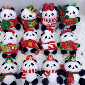 Factory Direct Cute Xmas Panda Plush Keychain Cartoon Plush <b>Toys</b> Stuffed Animal <b>Toys</b> Soft Claw Machine <b>Toys</b> for Kids Party <b>Bag</b> - Product Image 1
