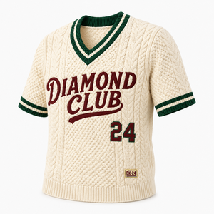 Pull en tricot torsadé style maillot de baseball, personnalisable avec nom et numéro, pour les jours de match, pull sportif - Product Image 5