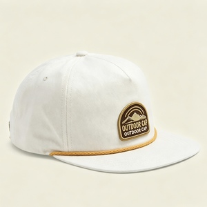 Custom <b>Flat</b> Brim 5 Panel Cap Patch Logo Deco Rope Adjustable Snapback Vintage Casual Outdoor Camping Baseball <b>Hat</b> For Unisex - Product Image 2