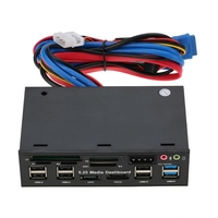 USB 3,0 Multi-Function Hub ESATA Puerto SATA Lector de tarjetas interno Audio Video PC Panel de tablero Compatible con memoria MS CF TF M2 MMC