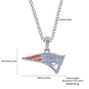 ニューイングランドペイトリオッツ公式NFLペンダントブルーラインストーンアイスアウトチャームネックレス - Product Image 6
