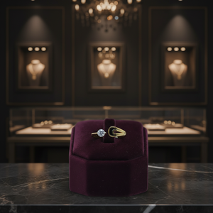 Bague unique en or 22 carats, design géométrique moderne en forme de lame, or jaune 916 marqué, solitaire CZ, pour femme, bijoux - Product Image 3