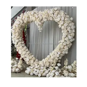 Dekorasyon kemer için çift taraflı güller ve ortancalar mavi ve beyaz düğün yapay çiçek