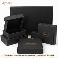 Cajas de Embalaje para Envíos de Comercio Electrónico, Personalizadas, Negras Mate, Corrugadas, con Impresión en Dorado, Elegantes, Duraderas y Modernas