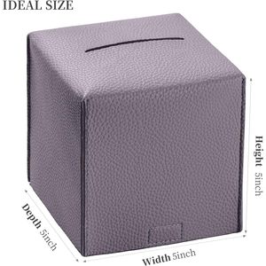 Caja de pañuelos cuadrada con cubierta de cuero sintético, organizador moderno con diseño cúbico de 5.34 pulgadas para uso en el hogar y la oficina - Product Image 2