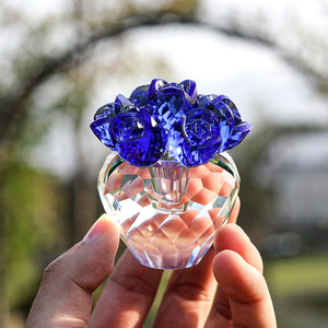 Red Color Crystal Flower Gifts for Mom Wife Girlfriend Glass Flower Ornaments for Home Office Tabletop <b>Paperweight</b> - Product Image 3