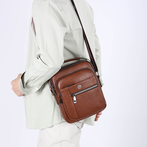 Sac à bandoulière pour homme en PU de haute qualité, personnalisé, pour les voyages d'affaires, le travail, la mode, avec logo géométrique, pour un usage quotidien - Product Image 6