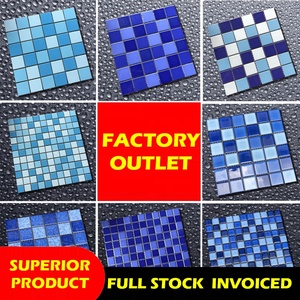 306x306mm toptan fiyat karışık mavi yüzme havuzu banyo için 6mm mozaik fayans seramik karo - Product Image 2