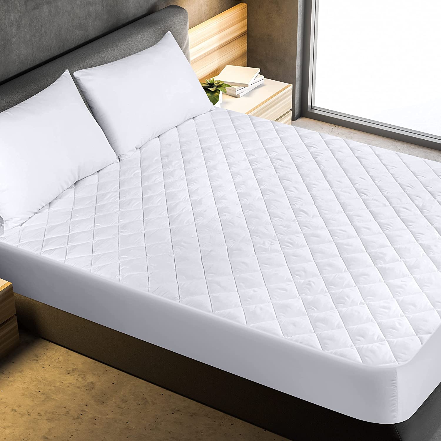 Washable Polyester Waterproof Bed Cover Waterproof Mattress Protector 30 100% Polyester Fabric White Adults Machine Wash Plain