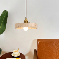 Suspension en travertin de luxe moderne nordique lustre suspendu à LED blanc minimaliste pour grandes chambres abat-jour en pierre alimenté par courant alternatif