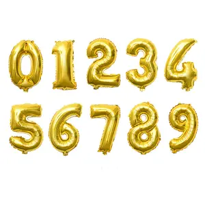 Party balon birthday Decoration colori numero palloncini oro argento numero 0-9 Foil Fat Digital Small Wholesale Rose 16 pollici