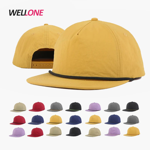 Design <strong>Your</strong> <strong>Own</strong> Cheap Adjustable Unisex Rope <strong>Custom</strong> Embroidery Patch <strong>5</strong> <strong>Panel</strong> Unstructured Nylon Snapback <strong>Hat</strong> - Product Image 1
