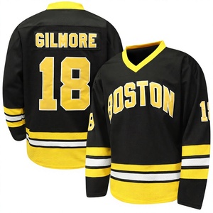 Jersey de Hockey sobre Hielo Personalizado para Hombre, Negro y Amarillo, Cuello en V, Manga Larga, Sublimado, Transpirable, de Poliéster, con Nombre, Número y Uniforme de Equipo Personalizados - Product Image 1