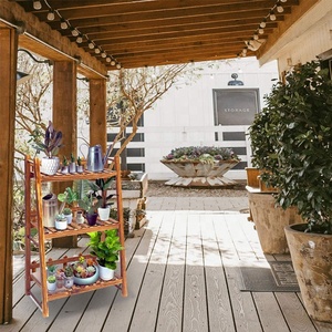 VENTA CALIENTE Soporte para plantas <span class=keywords><strong>Madera</strong></span> Constante Vertical Antideslizante Escalera para plantas Estante para plantas al aire libre - Product Image 4