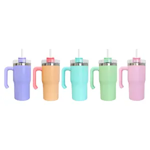 EE. UU. almacén aislado al vacío caramelo macaron color sublimación en blanco niños estudiante niño tazas de viaje 20oz vaso enfriador