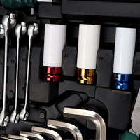 Ensemble d'outils multifonctionnels de 142 pièces avec clé à cliquet, pour l'automobile et la maison, en acier au chrome-vanadium, avec coffret en plastique, garantie OEM de 3 ans