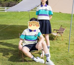 Simpatiche uniformi di cotone blu e bianco per il Design estivo dei bambini per le scuole primarie e secondarie - Product Image 4