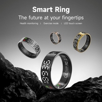 Muslimischer OEM Smart Health Ring aus Legierung, Fitness-Tracker mit LED-Display, Schlafmonitor, Sport-Tracker, HRV, IP68 wasserdicht, kabelloses Laden