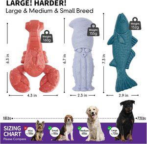 Lot de 3 jouets écologiques pour chiens Super Chewer Indestructibles pour les Chewers agressifs Tough Nylon Bacon Pet Interactive Movement Toys - Product Image 2