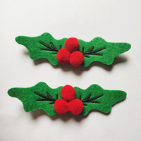 Patchs d'appliques de houx de Noël personnalisés décorations amovibles en tissu de broderie