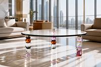 Table basse ronde en cristal K9 empilable multicolore, table en verre sur piétement géométrique, mobilier de luxe pour intérieurs haut de gamme