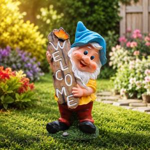 16.3" Promotional Lifelike <strong>Fairy</strong> Resin <strong>Garden</strong> Gnomes Seven Dwarfs Welcome <strong>Statue</strong> for Home <strong>Garden</strong> Decor Hand-painted Eco-friendly - Product Image 1