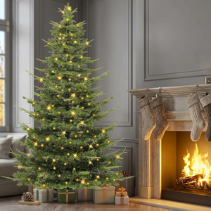Árbol de Navidad Preiluminado de Abeto <span class=keywords><strong>Aspen</strong></span> de 6.6 pies con Control Remoto, 900 Puntas de PVC PE, 500 Luces, Decoración de Cristal, Árbol Artificial Verde con Soporte - Product Image 1