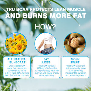 Poudre de BCAA de bonne qualité avec fruit de moine pour lutter contre la fatigue pour s'entraîner plus dur Supplément de BCAA naturellement sucré - Product Image 6