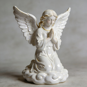 Statua di <span class=keywords><strong>Angelo</strong></span> in Preghiera, Figurina Religiosa <span class=keywords><strong>con</strong></span> <span class=keywords><strong>Ali</strong></span> <span class=keywords><strong>Nere</strong></span>, Decorazione per la Casa, Ornamento Commemorativo - Product Image 5