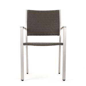 DB Cape Coral 2-Piece Set of <b>Grey</b> Outdoor Wicker Dining Chairs with Aluminum <b>Frames</b> - Product Image 5