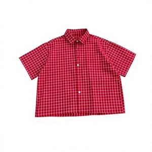 Custom Logo Summer t <b>Shirts</b> Casual Plaid <b>Shirt</b> Oversized Boxy Fit <b>Button</b> <b>up</b> <b>Shirts</b> for Men - Product Image 2