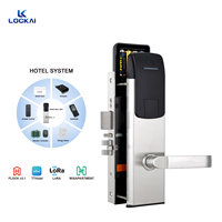 Système de serrure de porte en bois pour hôtel LOCKAI J2, en acier inoxydable 304, avec carte RFID, carte mémoire, SDK, certifié CE