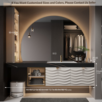Meuble-lavabo de salle de bain avec lavabo simple, grand miroir et armoire de rangement latérale, meuble-lavabo en bois massif.
