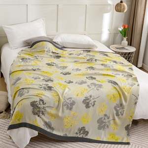 Jeté de lit à motifs floraux à bordures larges, ultra-doux, doux pour la peau, pour enfants et adultes, utilisation toute saison - Product Image 1