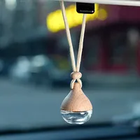 Arôme de luxe 10ml diffuseur de parfum de voiture bouteille en verre de parfum avec bouchon à vis en bois surface givrée or estampillé