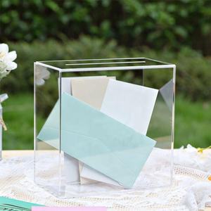 Boîte à cartes en acrylique transparente épaisse, DIY, pour mariage, vierge, sans impression, grande taille 10x10x5.5 po, pour décoration de réception, collecte de fonds, boîte à monnaie - Product Image 6