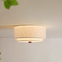 Plafonnier moderne à 2 niveaux en lin, style scandinave minimaliste, suspension en tissu superposé pour chambre et chambre d'enfant