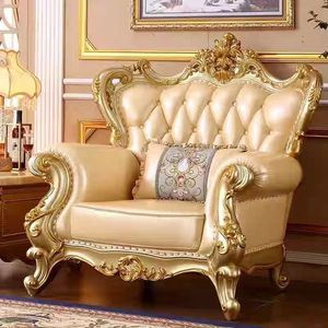 European Modern Luxury Sectional <b>Sofa</b> <b>Set</b> <b>3</b> Seater Genuine Leather Royal Elegant Design for Living Room - Product Image 3