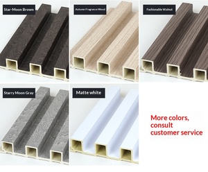 Panneaux muraux décoratifs carrés noirs et or, panneaux rainurés WPC pour plafond, lames en bois PVC WPC pour murs intérieurs avec LED - Product Image 5