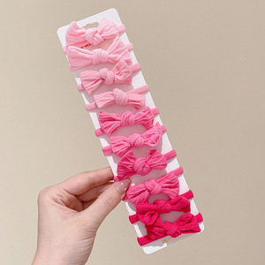 Lot de 10 élastiques à cheveux en nylon couleur bonbon pour bébés filles, accessoires pour cheveux roses, ensemble de nœuds pour enfants - Product Image 2