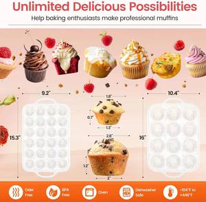 MUYULINS factory 12-cup pan, metal reinforced frame, regular size, with handle, non-stick <b>silicone</b> cake mold - Product Image 5