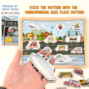 Creative Montessori Educational 2-in-1 Fridge Sticker Drawing Board Puzzle Wood Grasping Toy for Kids Learning - Product Image 3