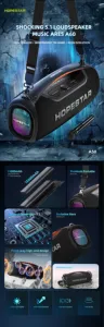 Altavoz Inalámbrico Portátil Hopestar A60 de 100w, Altavoz Inteligente para Exteriores Resistente al Agua con Iluminación RGB y Batería de Larga Duración - Product Image 6