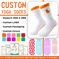 Chaussettes de Pilates à volants antidérapantes de haute qualité, logo personnalisé, chaussettes de yoga amusantes personnalisées