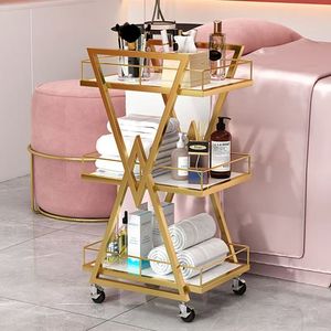 Chariot de salon de coiffure moderne en or rose chariot roulant à 4 roues cadre en métal meubles imperméables de haute qualité vente en gros - Product Image 1
