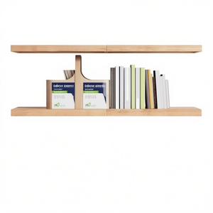 Estante de Pared de Madera de Roble Macizo Marrón Claro, Diseño Plegable de Dos Niveles para Organización y Almacenamiento en la Sala de Estar - Product Image 1