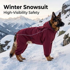 Waterproof Large Dog Winter Windbreaker <strong>Jacket</strong> Four Leg Reflective Warm Pet Coat Hood Polyester Snowsuit Machine Washable - Product Image 3