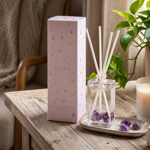 Aikun Pink Marble Finish Matching Decor Scented <b>Candle</b> and Reed Diffuser <b>Set</b> with Custom Logo Packaging Factory Direct Supply - Product Image 3