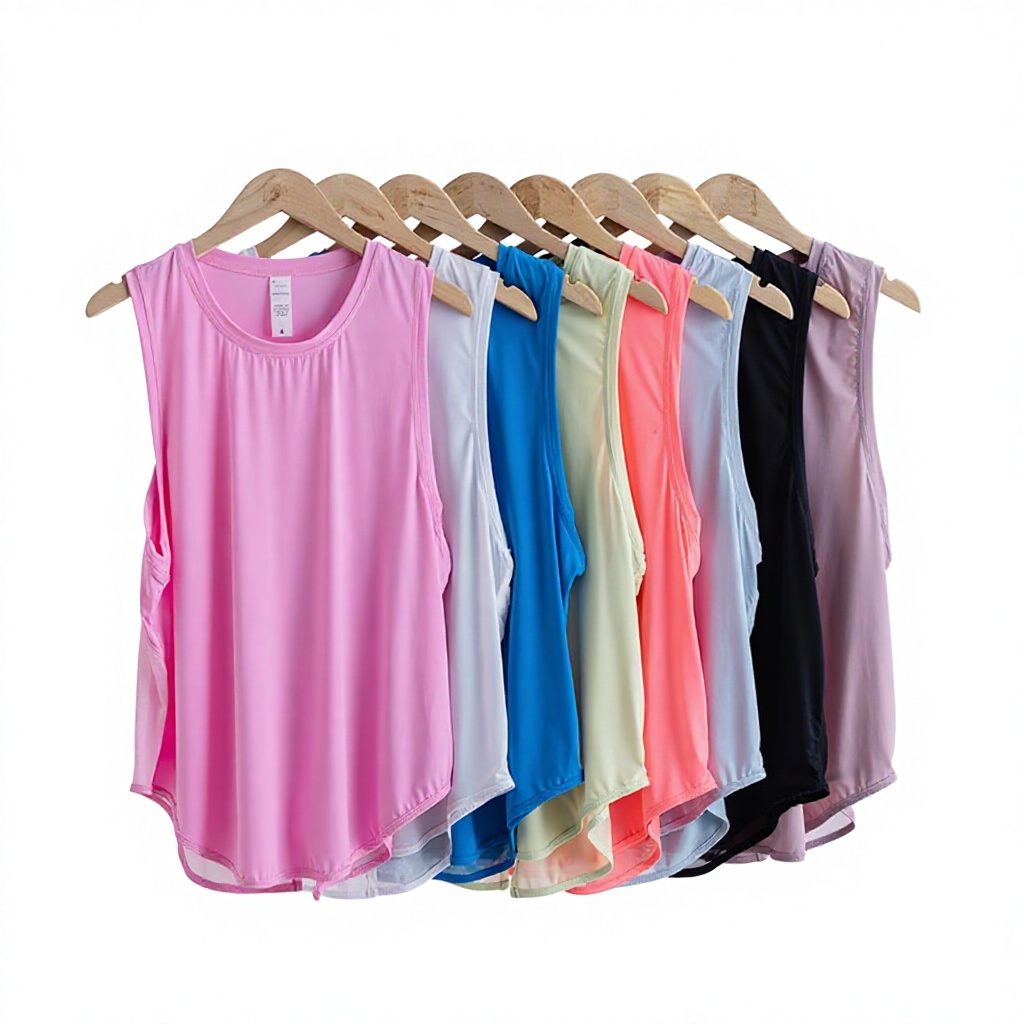 Women's Lightweight Breathable Quick Dry Solid Yoga Top Cross-Border Sleeveless Sports T-Shirt Casual Blouse Mesh Design Loose